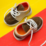 Load image into Gallery viewer, Brown And Cream Shoes With White Lases Boys Shoes | BS2000A