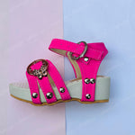 Load image into Gallery viewer, White and Shocking Pink Fancy Sandals For Girls