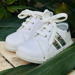 Load image into Gallery viewer, White and Silver Lining Imported Sneakers for Boys and Girls