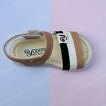 Load image into Gallery viewer, Brown and Beige One Strip Sandals for Baby Boy and Girls