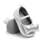 Load image into Gallery viewer, Baby Girl Silver Light wieght Bowknot Pre Walkers Shoes