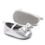 Load image into Gallery viewer, Baby Girl Silver Light wieght Bowknot Pre Walkers Shoes