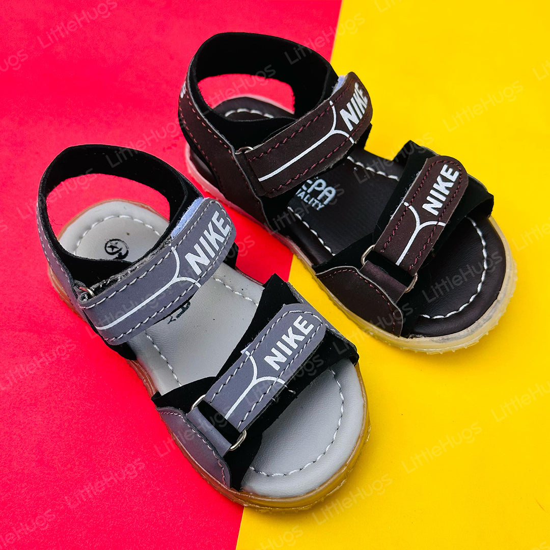 NK Brown and Black Two Stripes Sandals for Baby Boy and Girls
