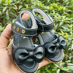 Load image into Gallery viewer, Black Bowknot with Stripes Baby Girl Fancy Sandals
