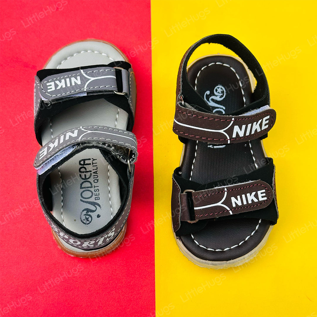 NK Grey and Black Two Stripes Sandals for Baby Boy and Girls
