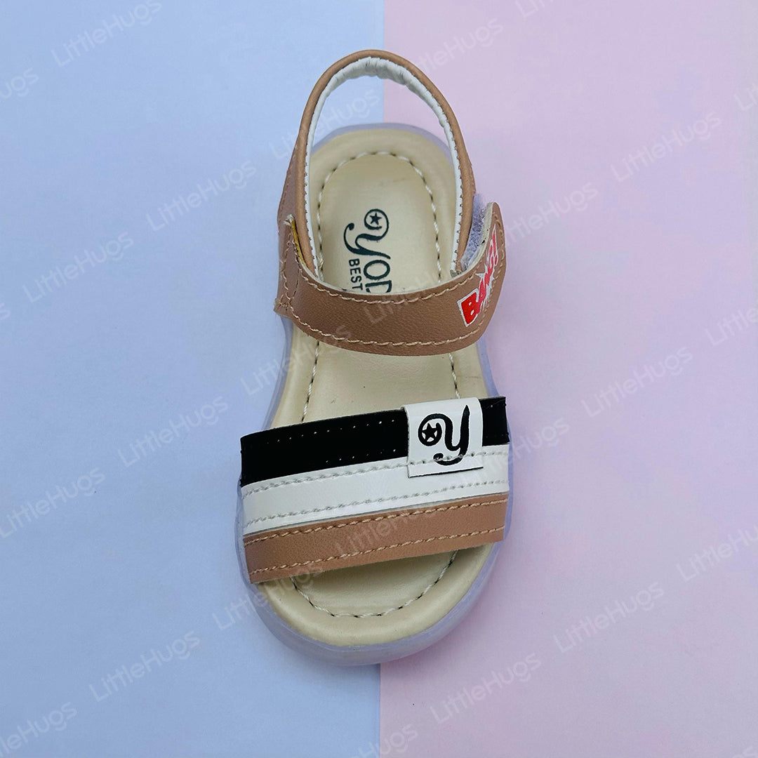 Brown and Beige One Strip Sandals for Baby Boy and Girls