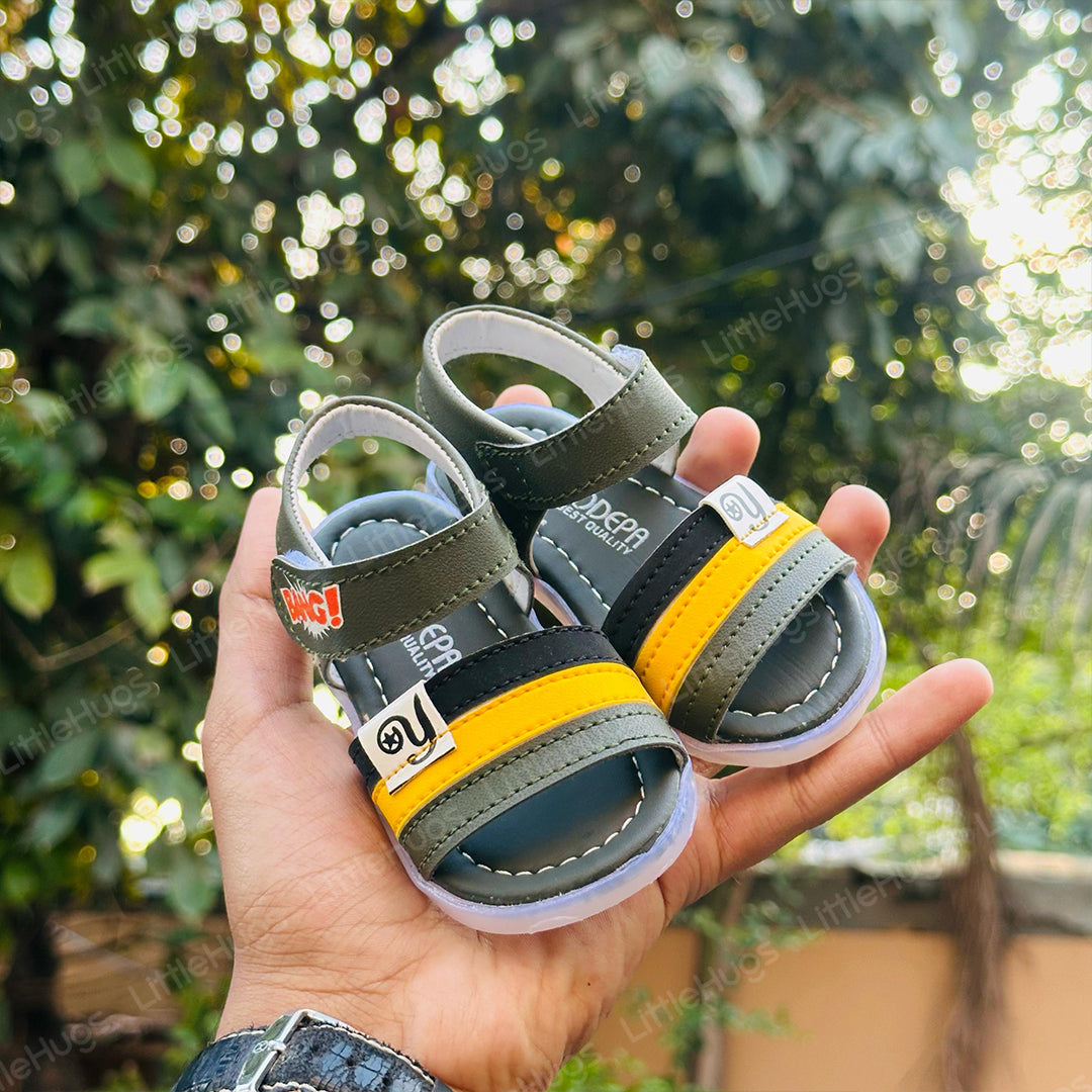 Green and Black One Strip Sandals for Baby Boy and Girls