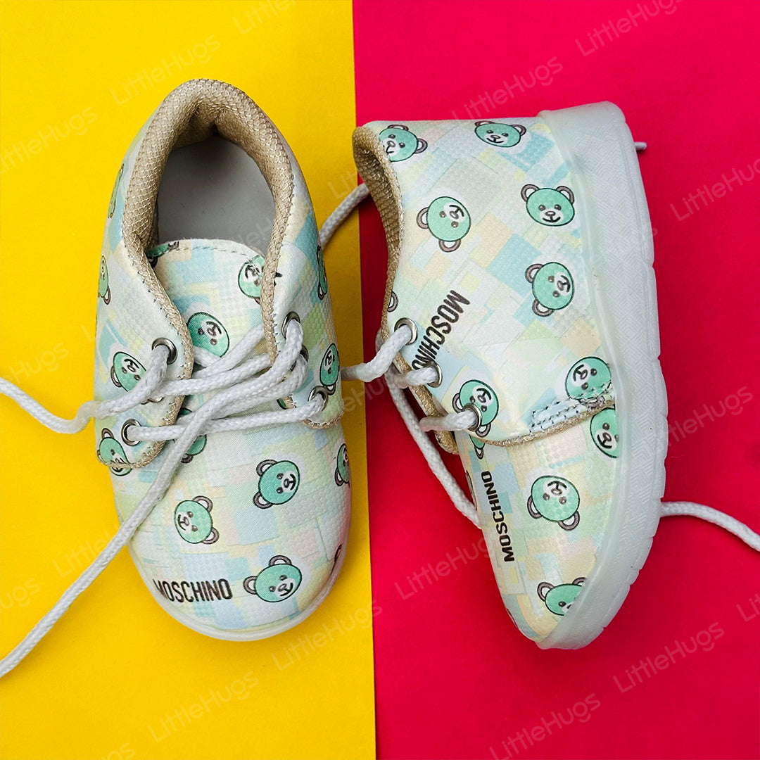 Green Teddy Bear White Lases Lightining Boys And Girls Shoes | BGS103