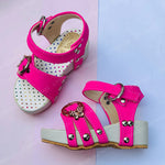 Load image into Gallery viewer, White and Shocking Pink Fancy Sandals For Girls
