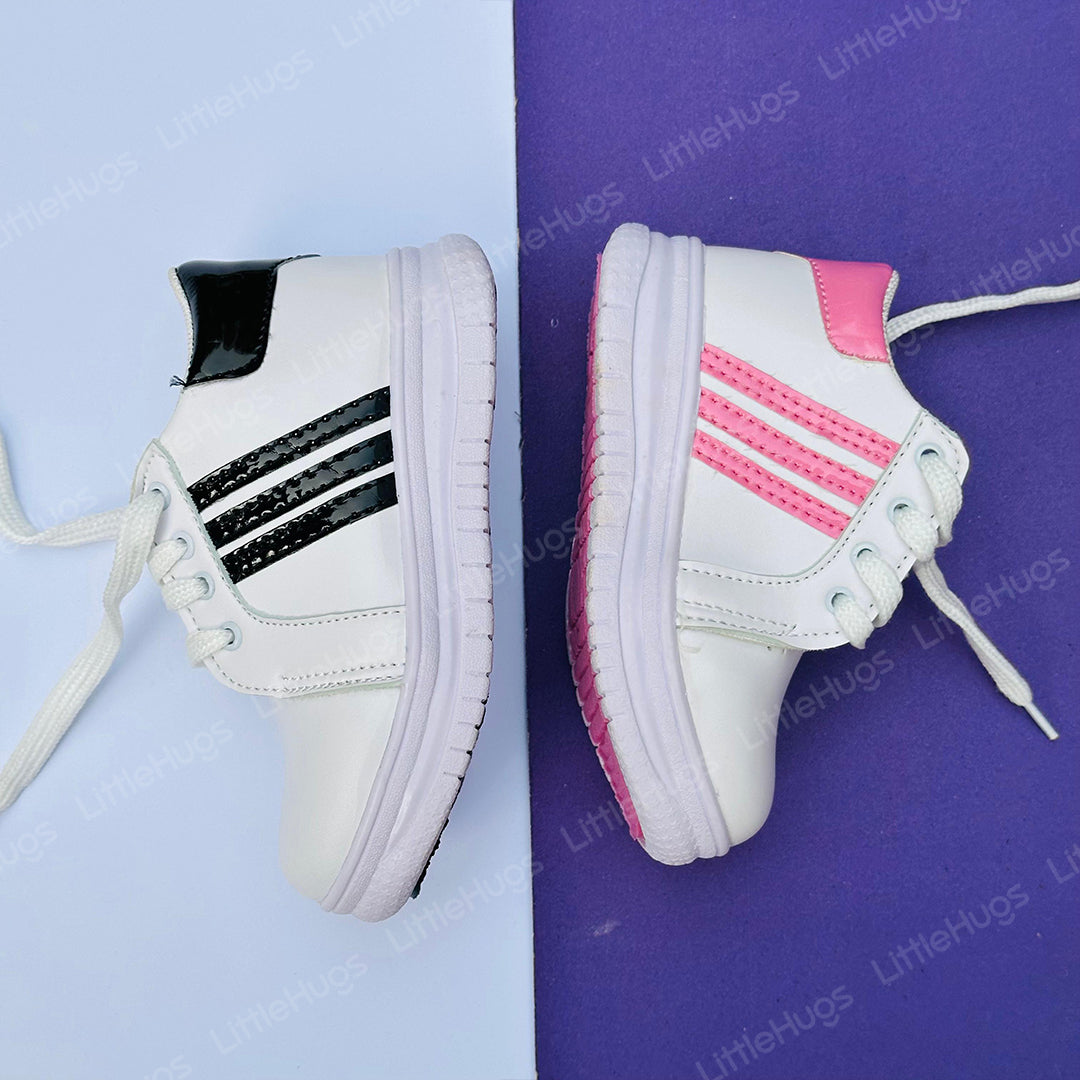 White And Pink Lining Girls Imported Sneakers | GS1004