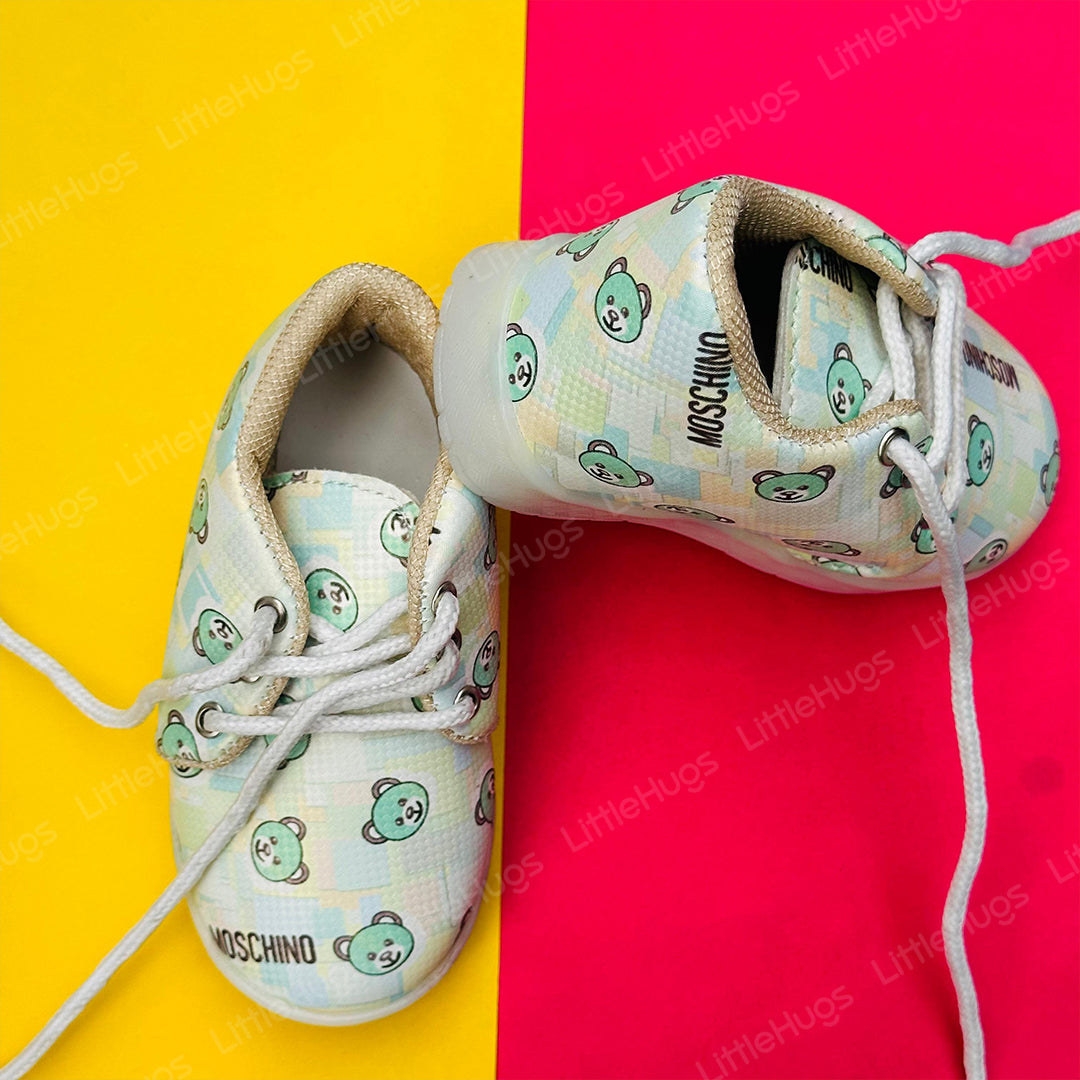 Green Teddy Bear White Lases Lightining Boys And Girls Shoes | BGS103