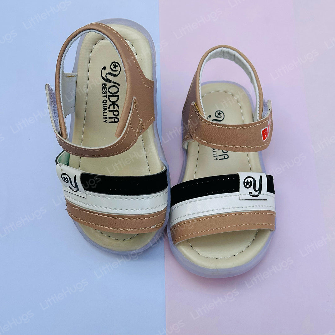 Brown and Beige One Strip Sandals for Baby Boy and Girls