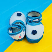 Sky Blue Fleece Shoes with Blue Balls
