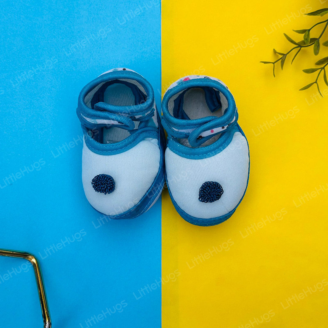 Sky Blue Fleece Shoes with Blue Balls