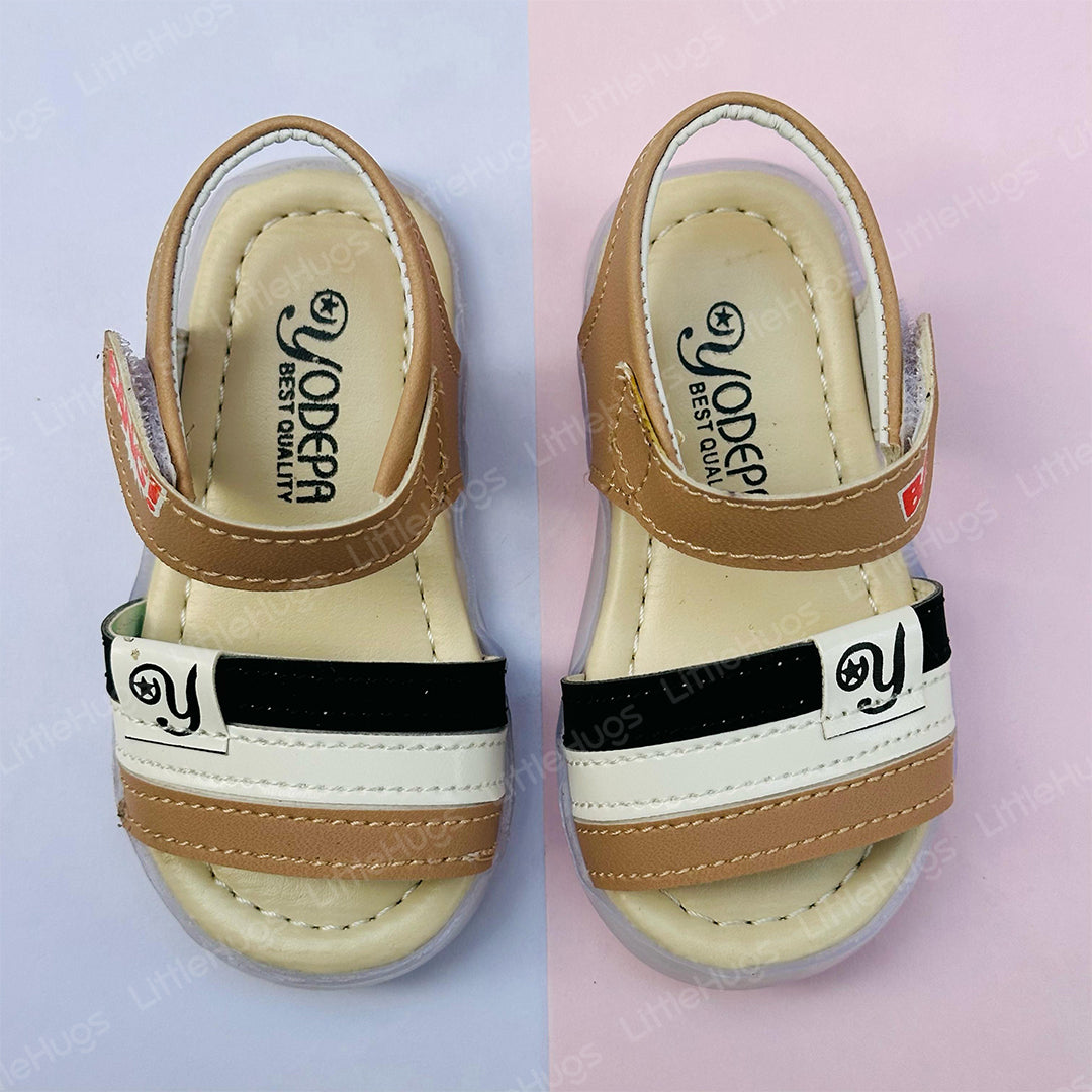 Brown and Beige One Strip Sandals for Baby Boy and Girls