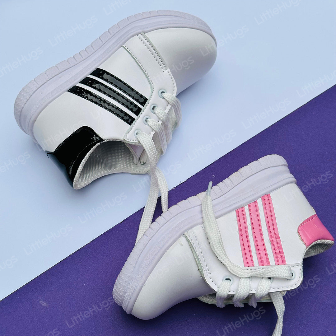 White And Black Lining Boy And Girls Imported Sneakers | BGS105