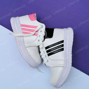 White And Pink Lining Girls Imported Sneakers | GS1004