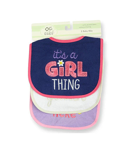 Girl Things Pack Of 3 Bibs Set