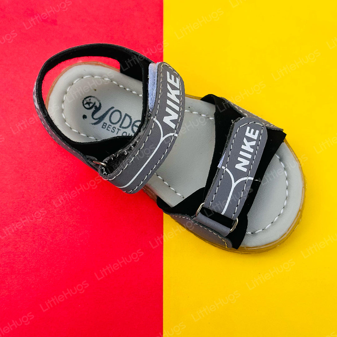 NK Grey and Black Two Stripes Sandals for Baby Boy and Girls