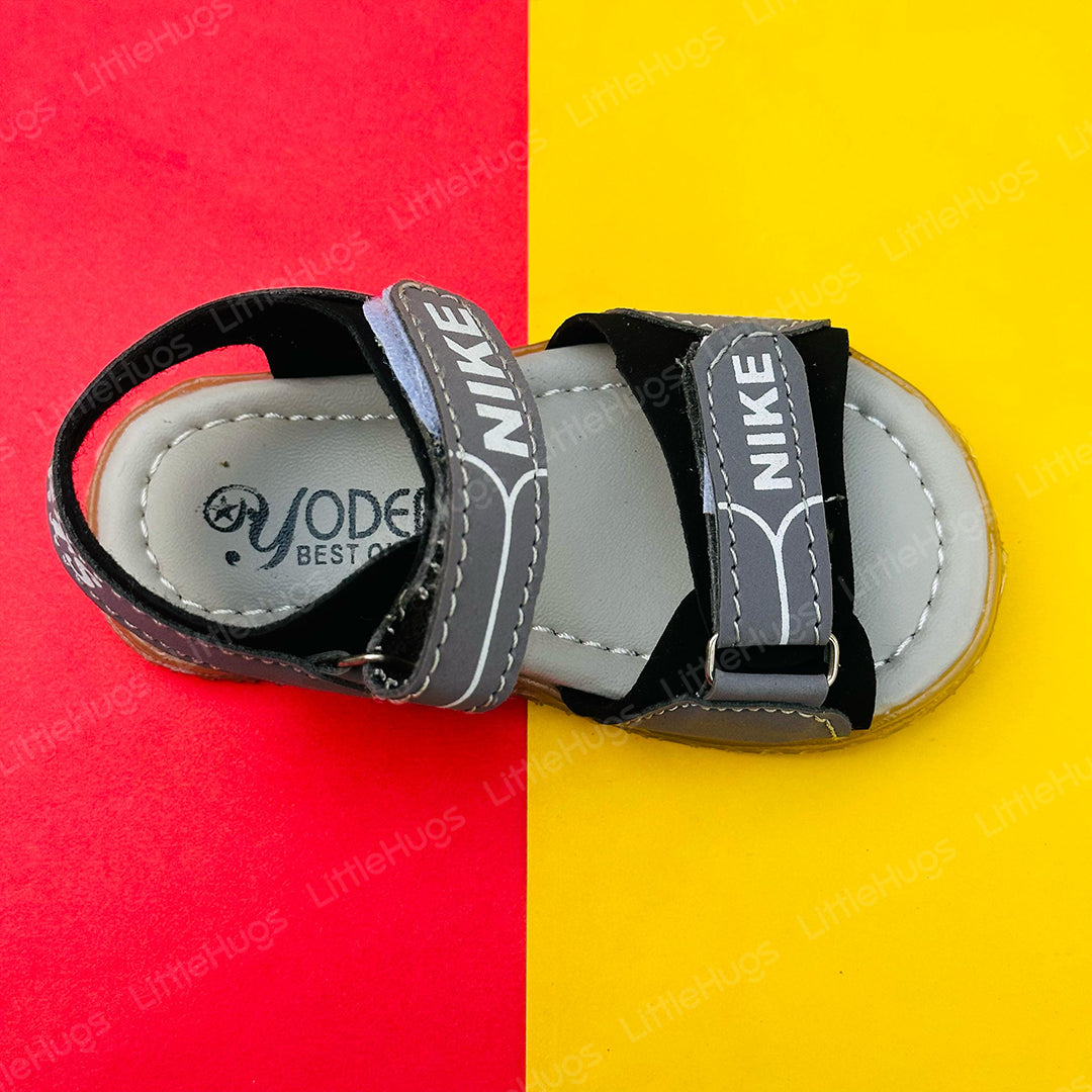 NK Grey and Black Two Stripes Sandals for Baby Boy and Girls