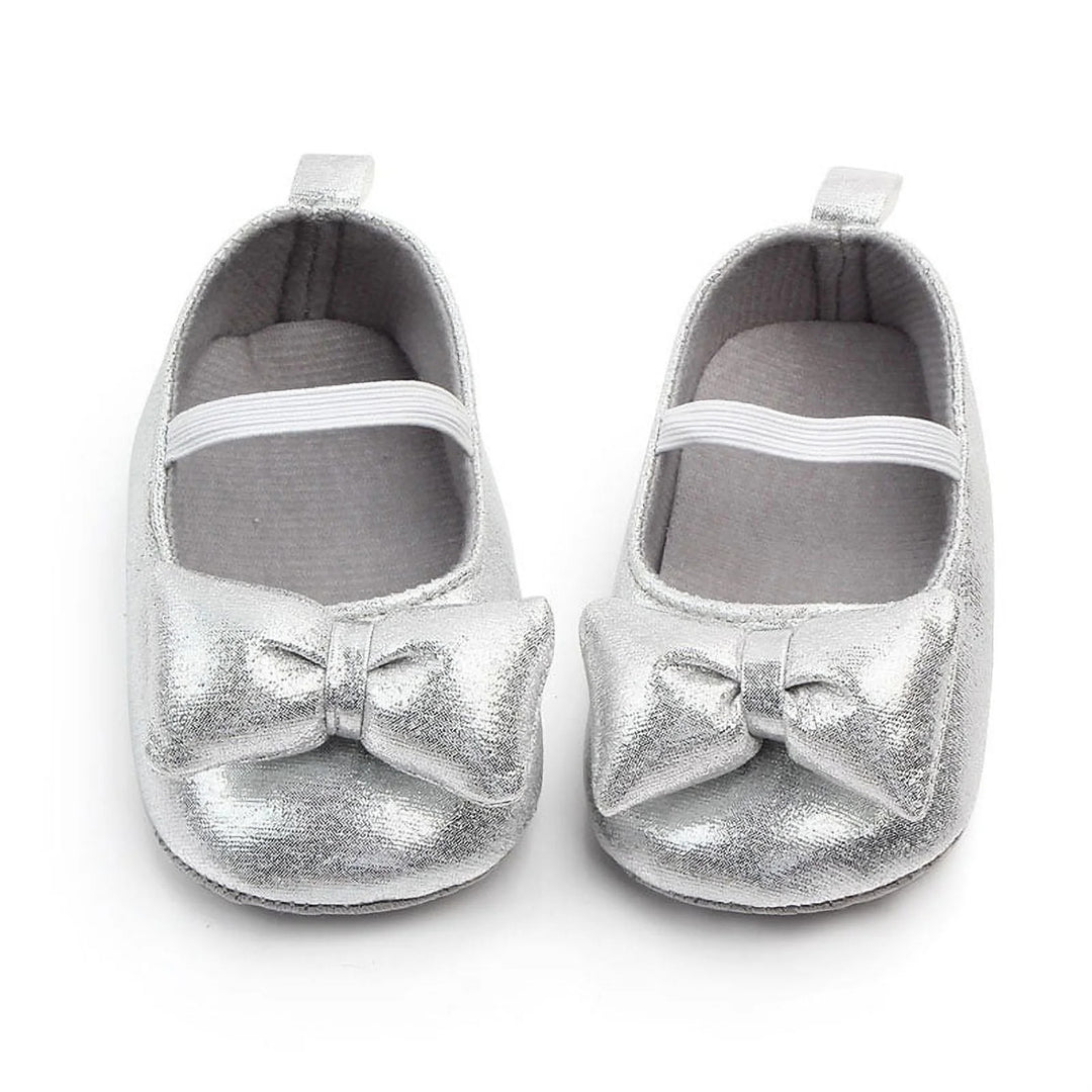 Baby Girl Silver Light wieght Bowknot Pre Walkers Shoes