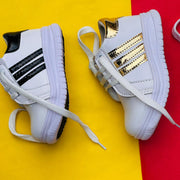 White And Golden Lining Boys And Girls Imported Sneakers | BGS