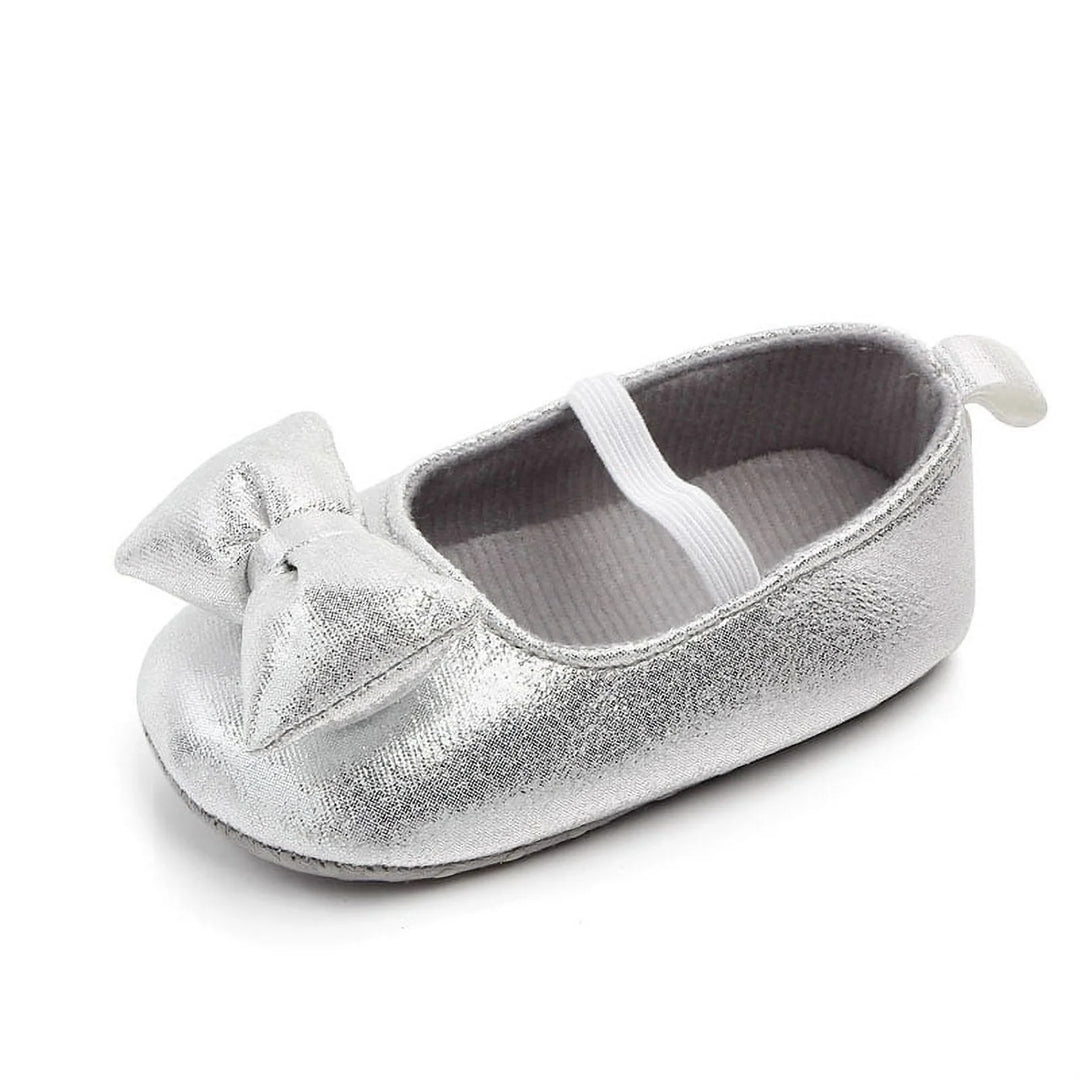 Baby Girl Silver Light wieght Bowknot Pre Walkers Shoes